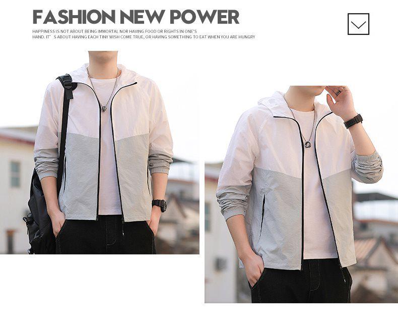 Men's Summer Hooded Color Block Sun Protection Jacket