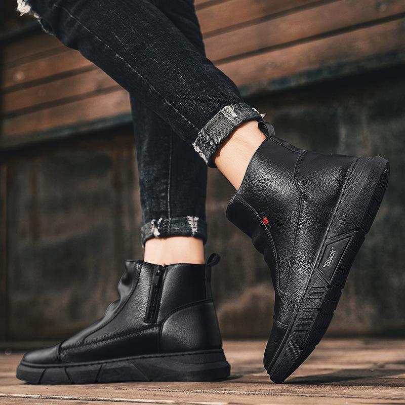 Modne jesienno-zimowe skórzane buty outdoorowe męskie buty codzienne oddychające krótkie buty buty buty styl lokomotywowy buty męskie