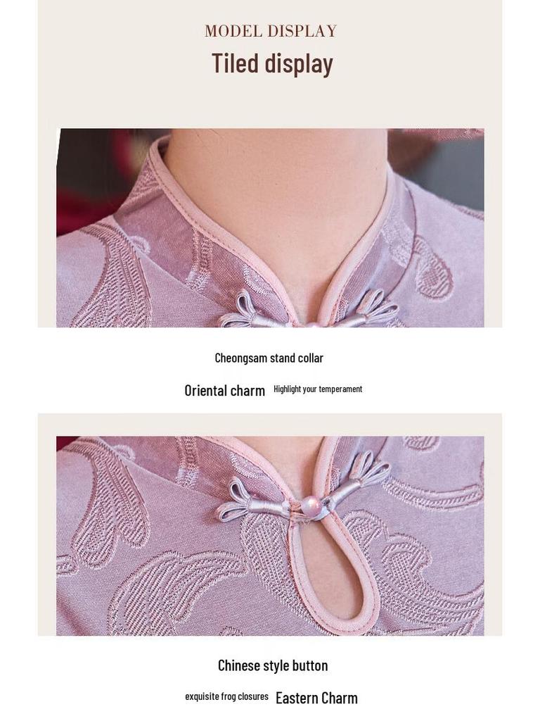 Pastell Mother of the Bride Chinese Knot Button Qipao Dress