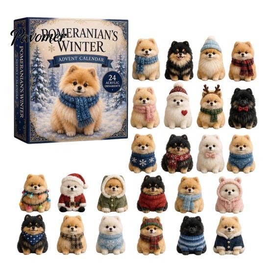 Giochi Festivi Interattivi 2026 Calendario dell'Avvento di Natale per Cani, Set di Ornamenti Acrilici a 24 Giorni con Figure di Cuccioli, Decorazione Piatta 2D da Appendere all'Albero