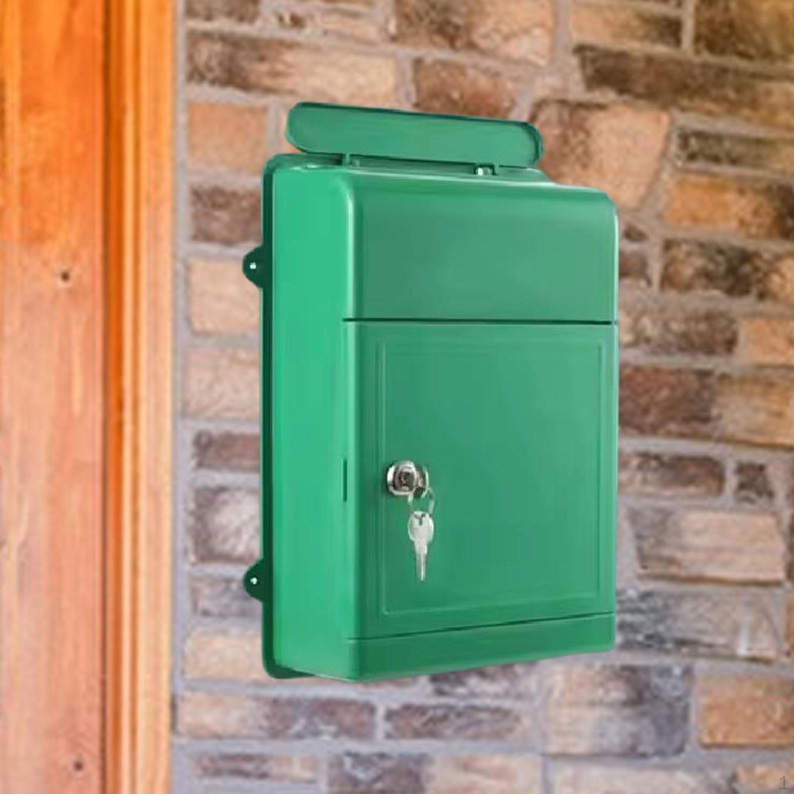 

Lockable Wall Mailbox for Outdoor Use with Key Waterproof Letter Box Cards And Newspapers зелёный