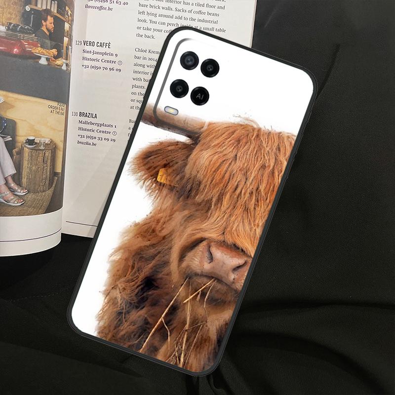 Cute Highland Cow For Oppo A74 A94 A54 A18 A38 A58 A78 A98 A40 A60 A80 A16 A76 A96 A15 A57S A17 A77 Phone Case