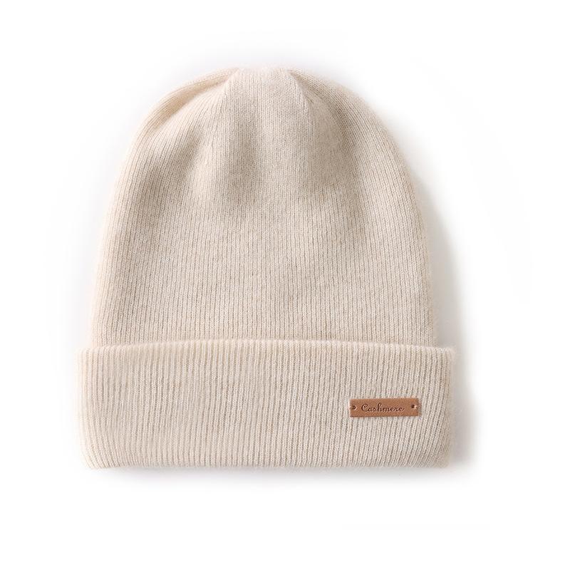Autumn and Winter Cashmere Hat Unisex Double Layer Thickened Cashmere Hat Bag Head Knitted Wool Hat Cold Hat