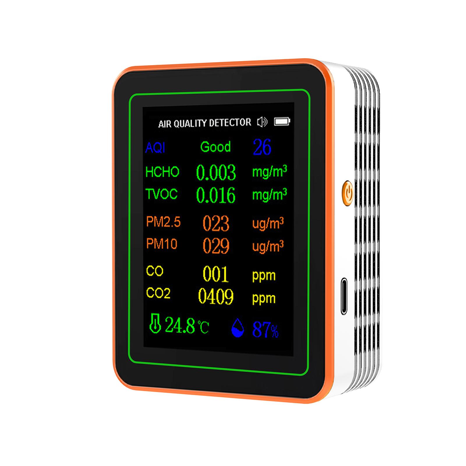 

10 в 1 монитор качества воздуха PM2.5 PM10 CO CO2 TVOC HCHO AQI Температура Влажность и просмотр кривой