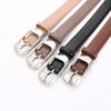 Womens Genuine Leather Belt With Zinc Alloy Buckle Slim 2.8cm Width Adjustable 100-110cm Versatile Casual Office Chic