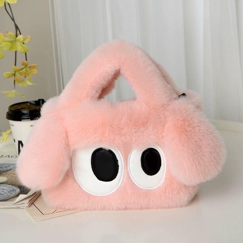New Big-eyed Plush Bag Fur High-end Handbag Tote Bag Madam Women's Shoulder Messenger Bag Autumn Winter Cute and Fashionable