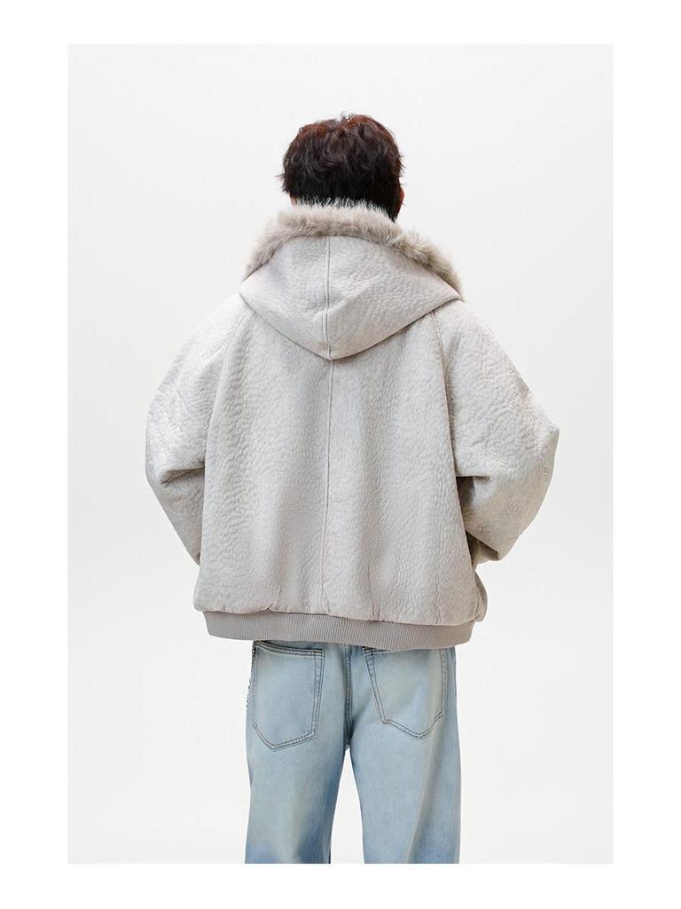 Men's Trendy Mountain Eagle Winter PU Leather Cotton Jacket - Thick, Warm Outerwear for Couples