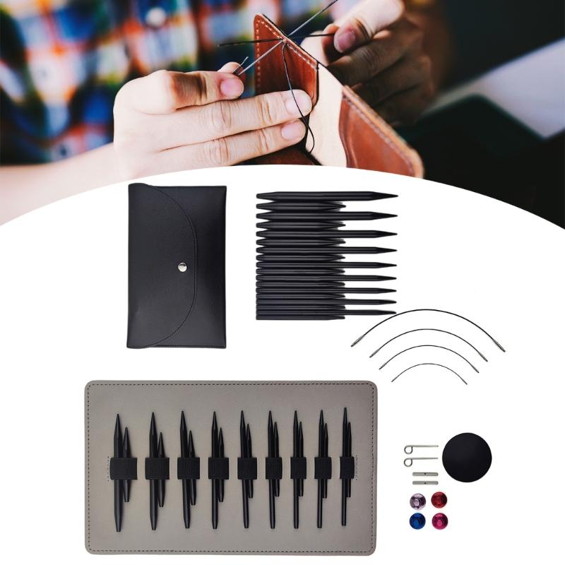 Interchangeable Circular Knitting Needle Set with Case and Accessories Aluminum Short Round Knitting Needle 3mm-6mm