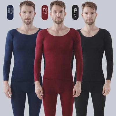 Herren Thermische Baumwolle Pullover & Hosen Set - Rundhalsausschnitt, Dünne Herbstschicht