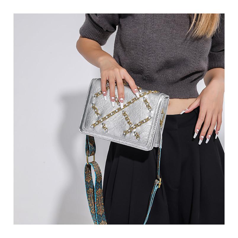 IELGY Simple Fashionable All-Match Bag Korean Version Popular Diamond Chain Shoulder Messenger Bag