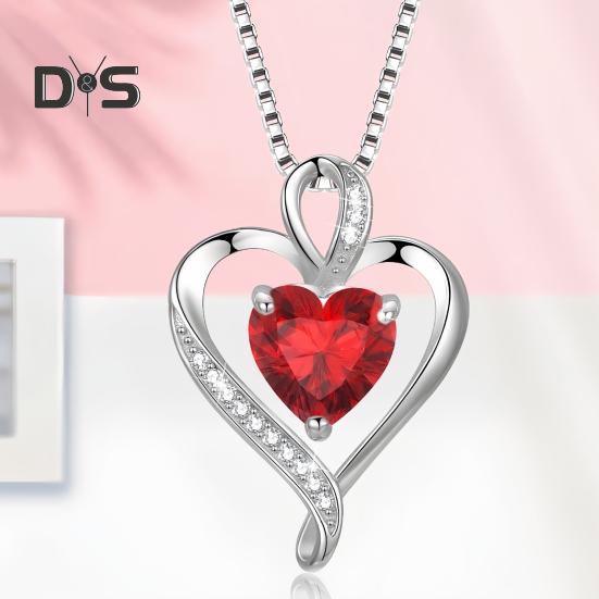 Heart Necklace Cubic Zirconia Love Heart Pendant Necklace Birthday Valentine's Day Mother's Day Jewelry Gift for Women