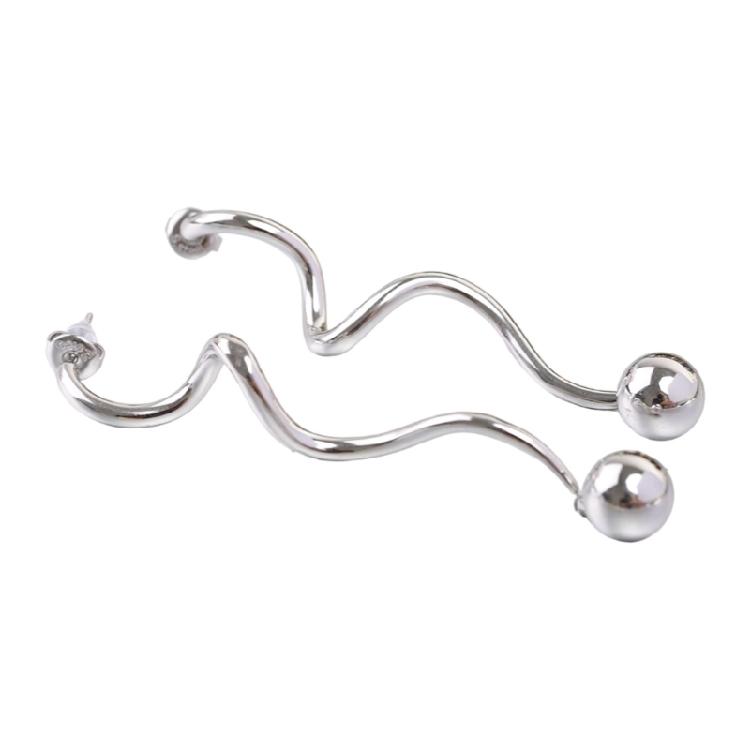 

Модные серьги-спирали с бусинами 10 мм, портативные и удобные, из нержавеющей стали, в золотом или серебряном цвете серебряный