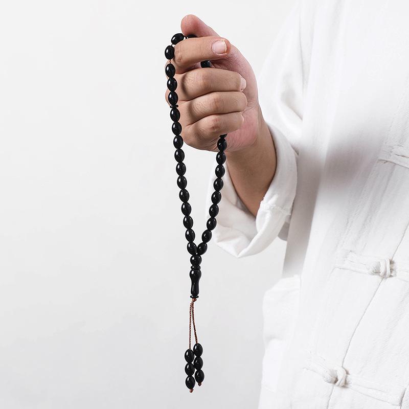 Islamic 33-Bead Tasbih Prayer Rosary, 9x12 mm Beads, Middle Eastern Hui Hand String