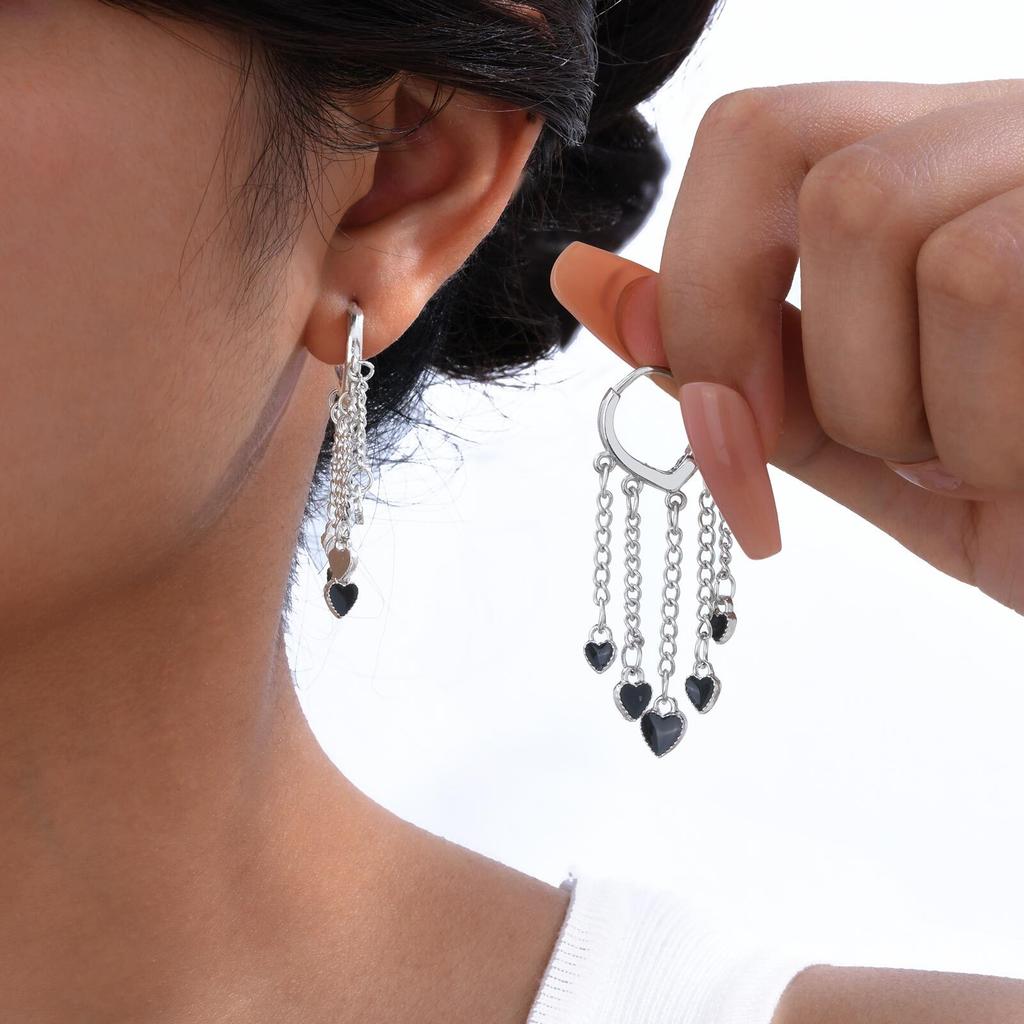 Silver Color Heart Earrings Charm Women Trendy Jewelry Simple Retro Party Accessories Gift For Girlfriend Valentine's Day
