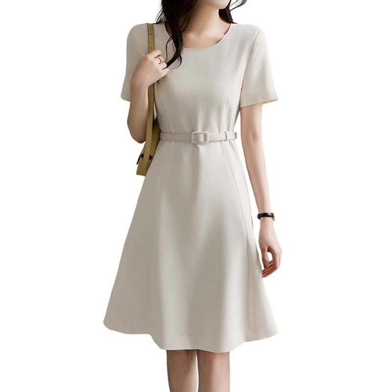 High-end acetic acid dress summer new high-end waist temperament celebrity a-word skirt