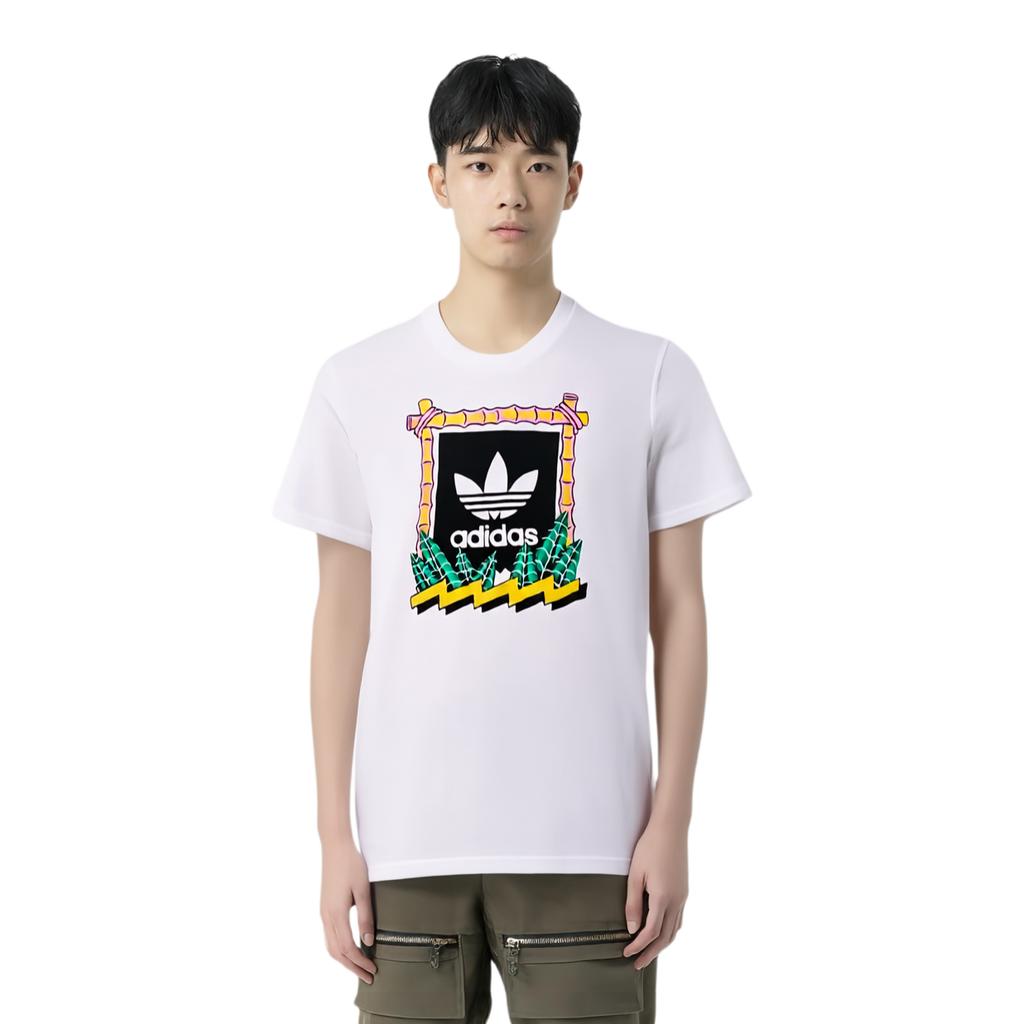 adidas Oryginalny Tropikalny Sweter Bb Oddychający Okrągły Dekolt Krótki Rękaw Koszulka Męskie Góry Biały DT8108