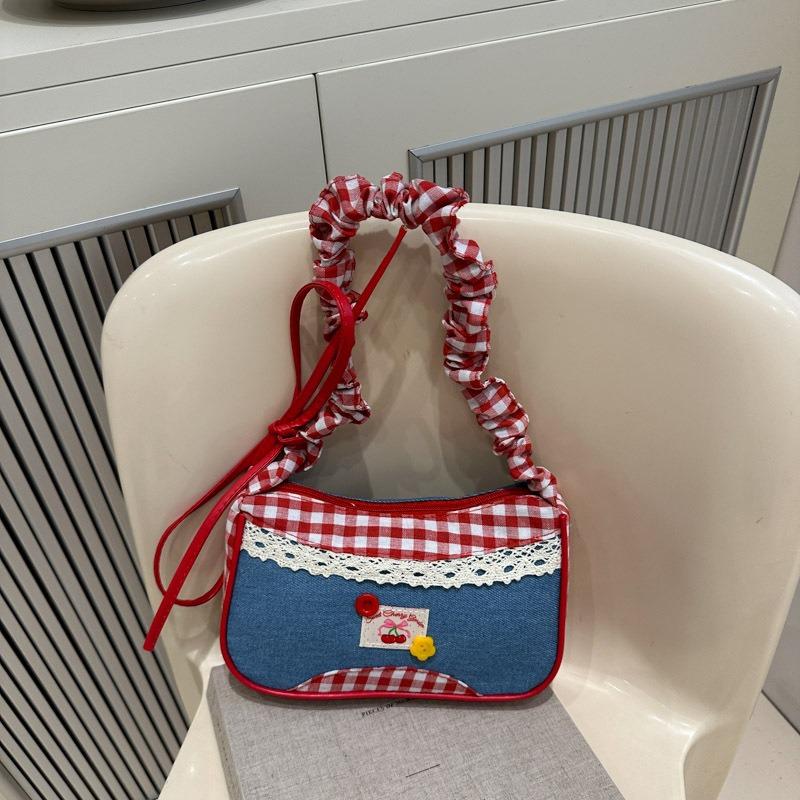 Red Plaid Personalized Bag New Trend Fashion College Handbag