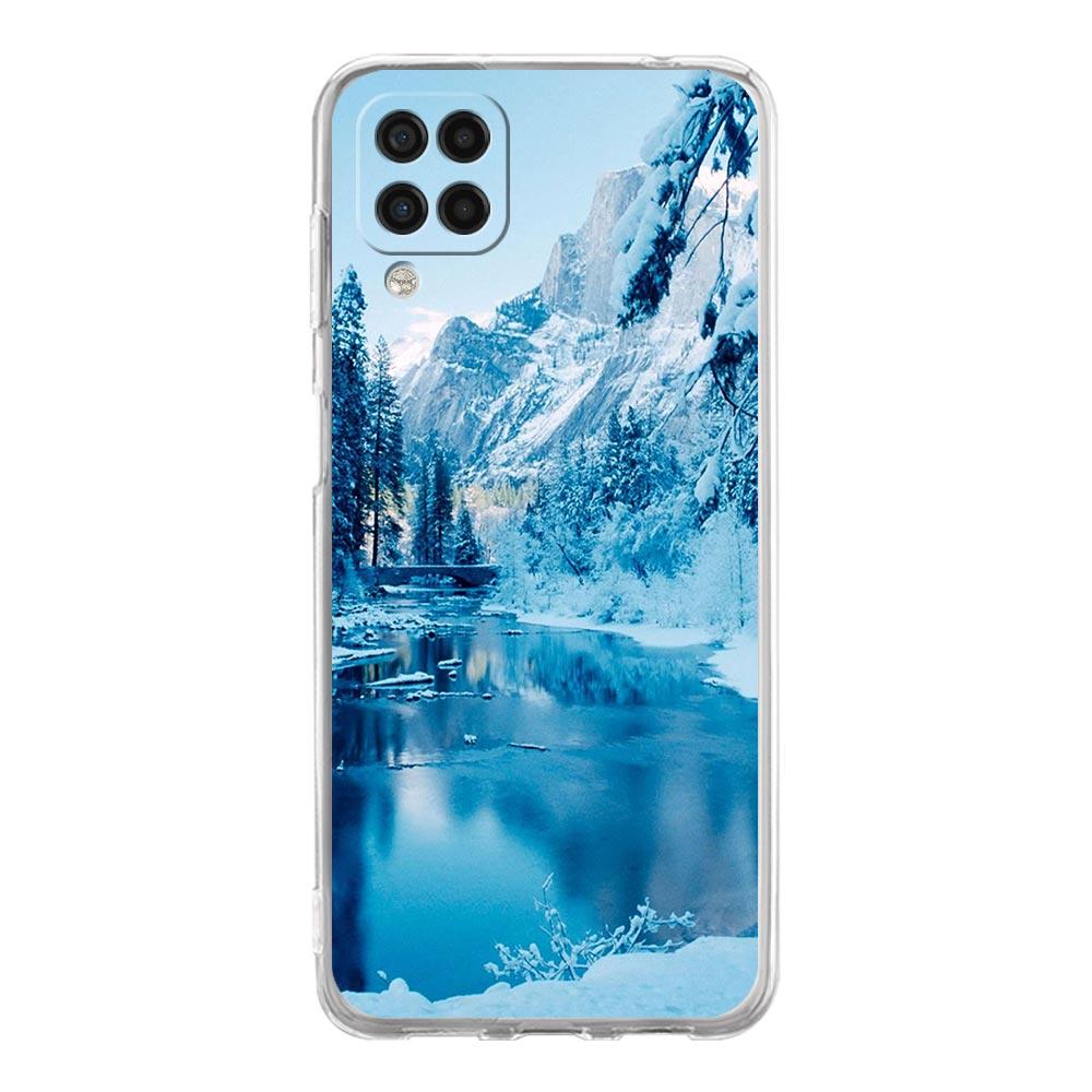 Clear Phone Case for Samsung Galaxy A13 A51 A71 A21S A12 A11 A31 A52 A41 A23 A53 A73 A32 5G A03S Cover Snowy Mountain Christmas