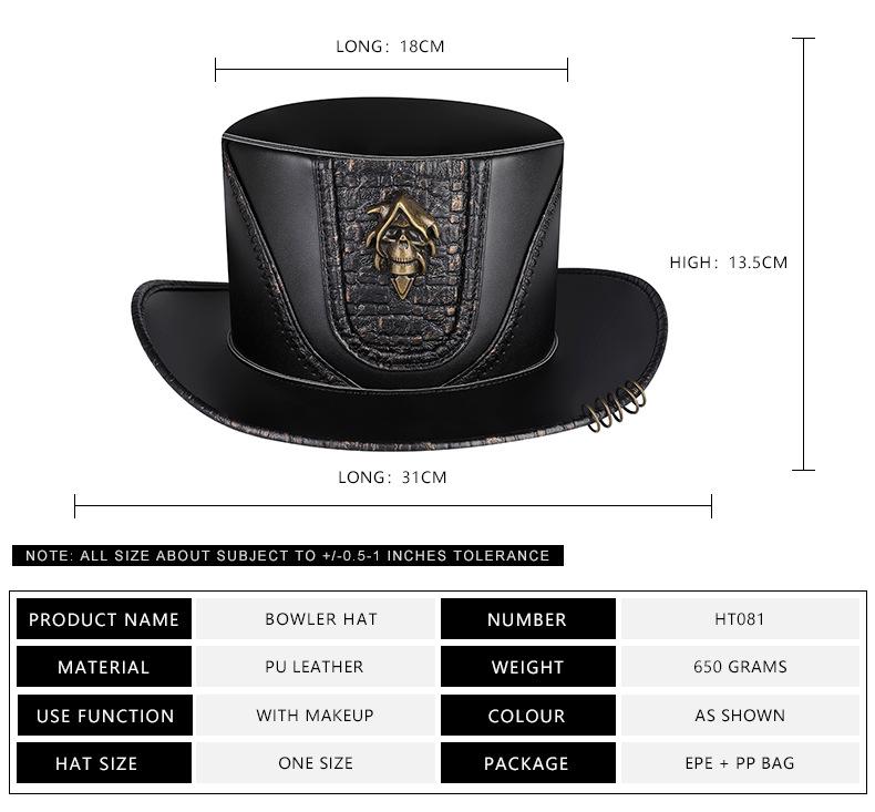 Pălărie înaltă Steampunk Cavaler Retro pentru Cosplay de Halloween și Petreceri Mascate