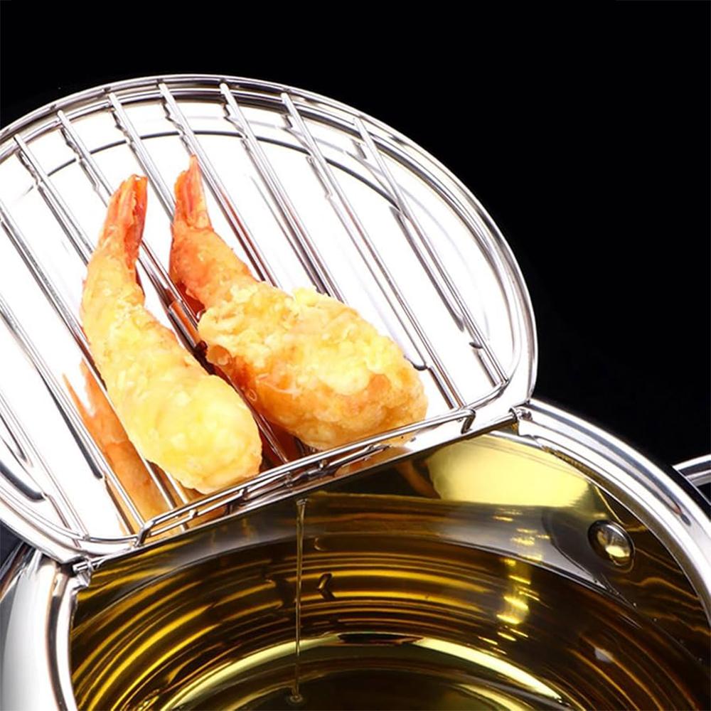 304 Stainless Steel Deep Frying Pot 3.4L Capacity 33x24.8x15CM Kitchen Cooking Fryer Pot