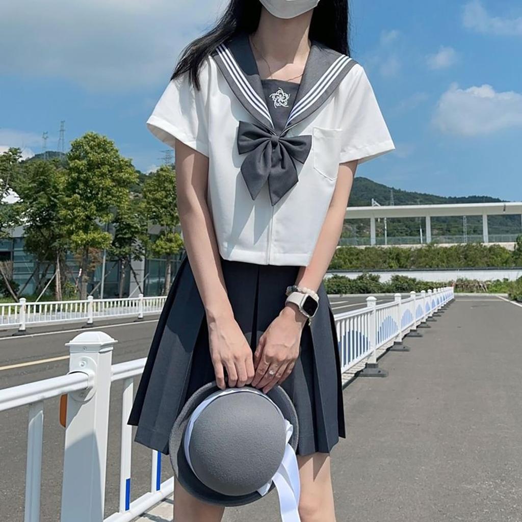 Matrosenuniform authentische Uniform Cosplay kurz [TUAHOUS] (grauer Ärmel, S) [Produkt]