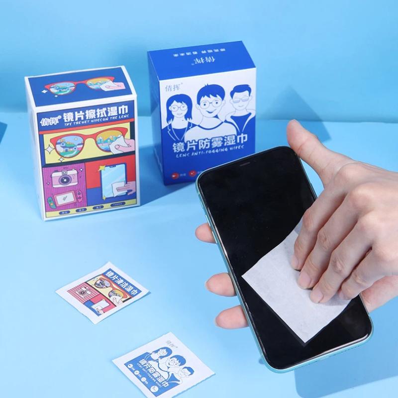 Lens Cleaning Wet Wipes Fast Drying Anti Fog 50/100 Pcs No Streak for Sports Sunglasses Protective Goggles
