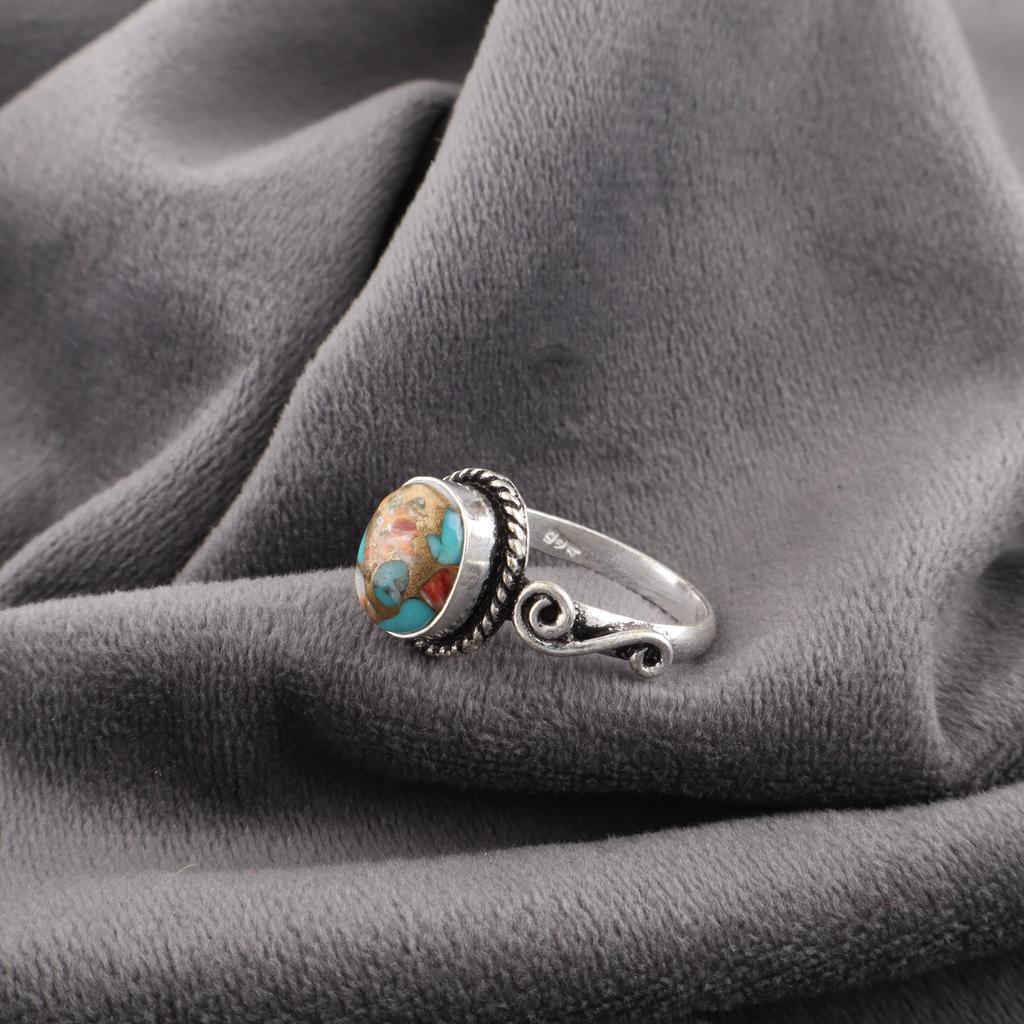 Spiny Oyster Handmade Gemstone Ring, 925 Solid Sterling Silver Ring Designer Jewelry, For Anniversary Gift