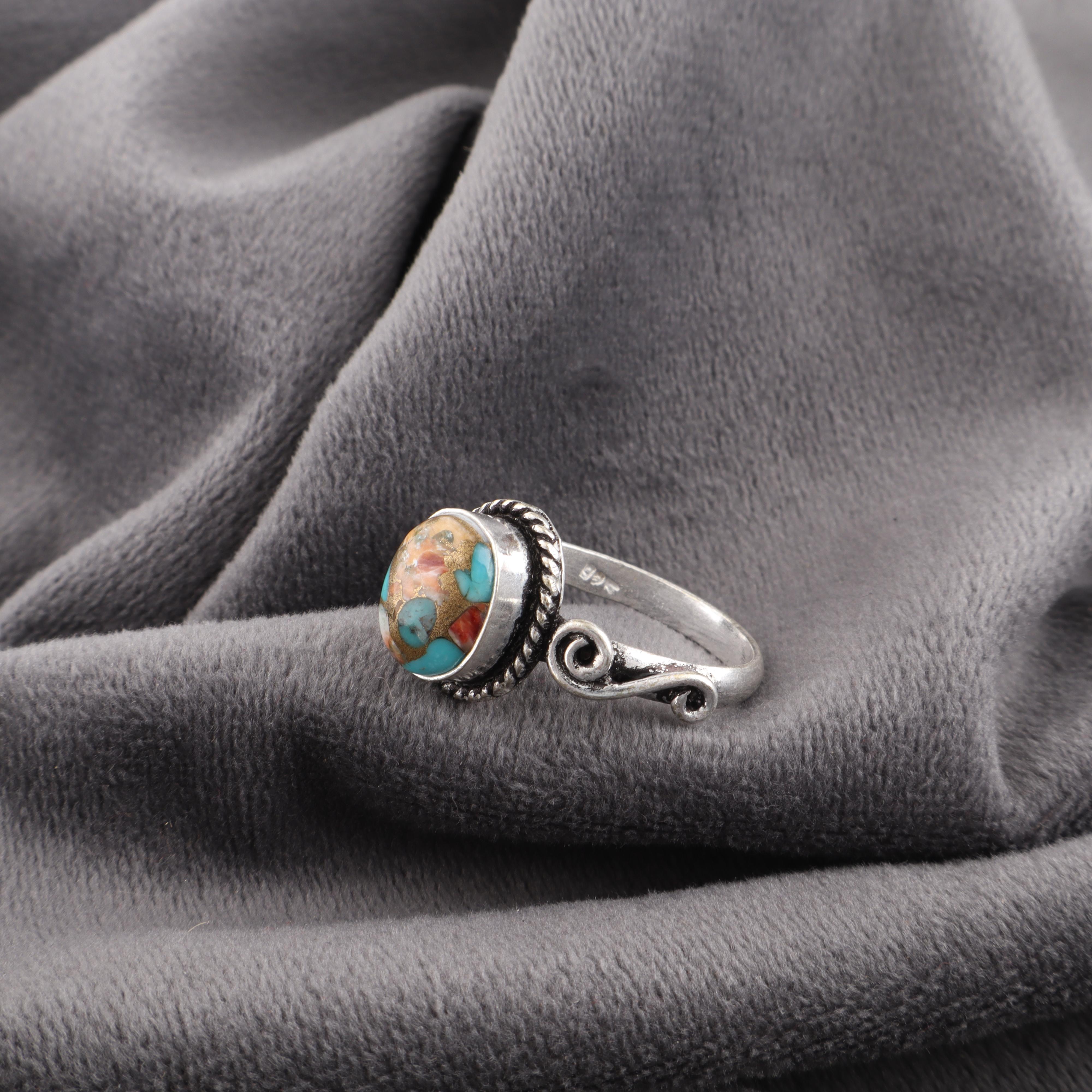 

Кольцо с шипастым устричным камнем ручной работы, кольцо из стерлингового серебра 925 пробы, дизайнерское ювелирное изделие, для подарка на годовщину 12 оранжевый