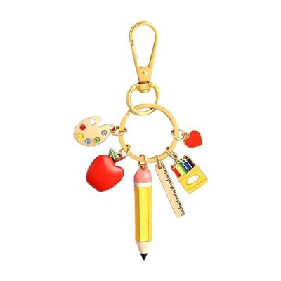 Delicate Heart Shaped Keychain for Teachers Combining Pencil Art and Strong Metal Construction Sketch Feature
