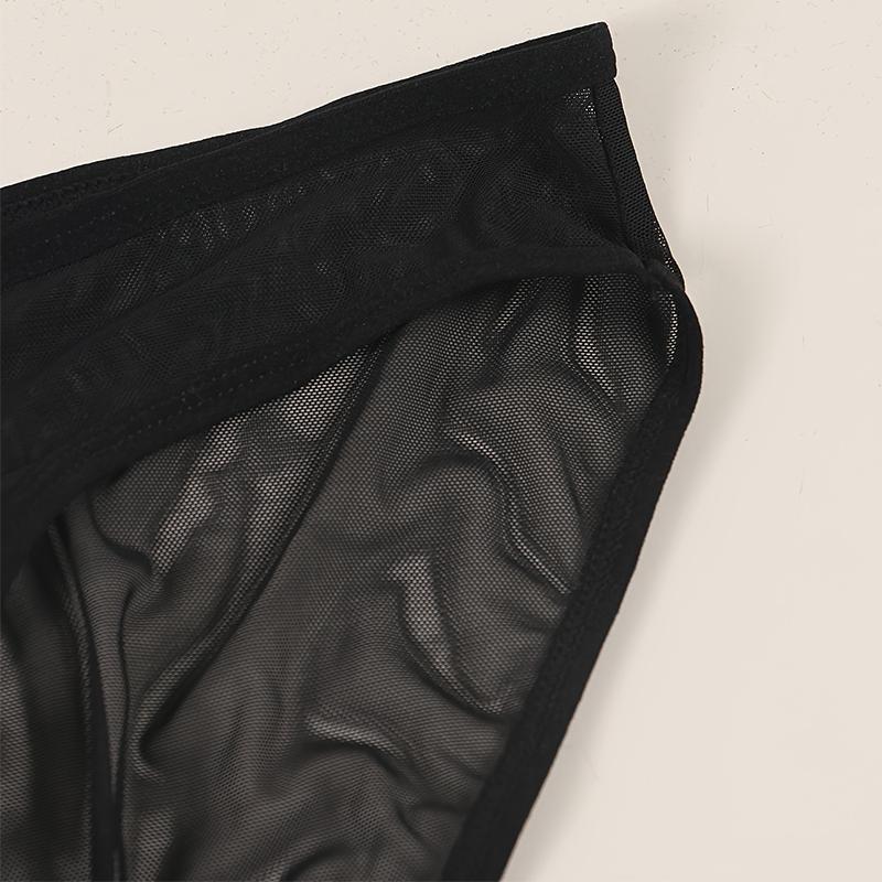 Varsbaby Men's Black Semi-Transparent Sexy Thin Briefs