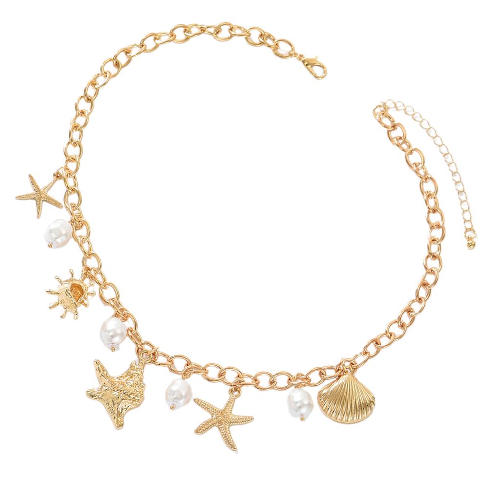 Bohemian Pearl Shell Pendant Necklace Adjustable Beach Jewelry Fashion Layered Chain For Women Vacation Layering Piece