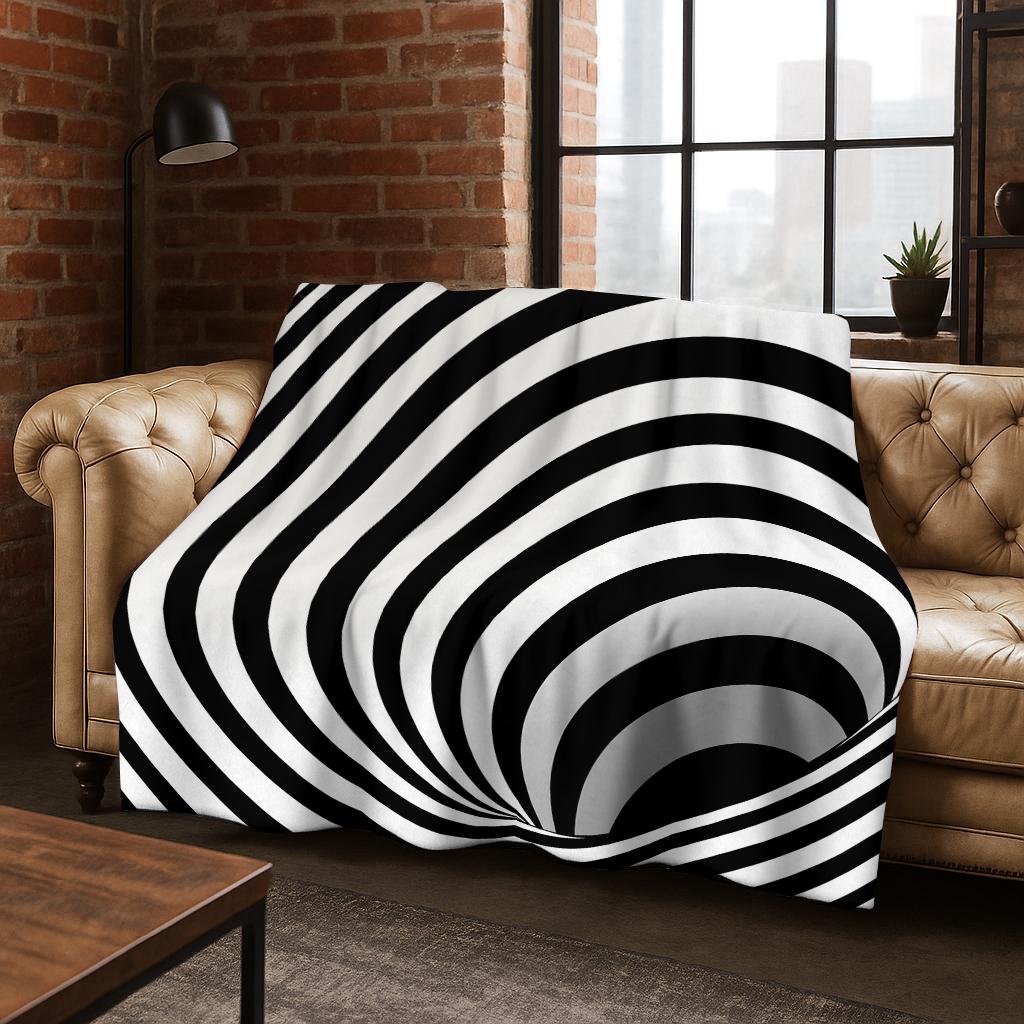 3D Mosaic Visual Geometry Illusion Flannel Blanket Soft Warm Blanket for Bedroom Living Room Bed Travel Camping Picnic Gift