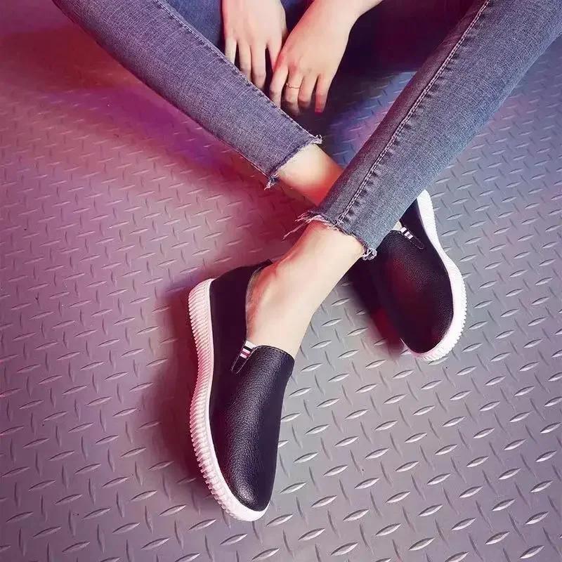 White Flats Cut-Out Woman Loafers Leather Slip On Shoes Low Heels Casual Shoes Espadrilles Ladies Shoes Women Sneakers