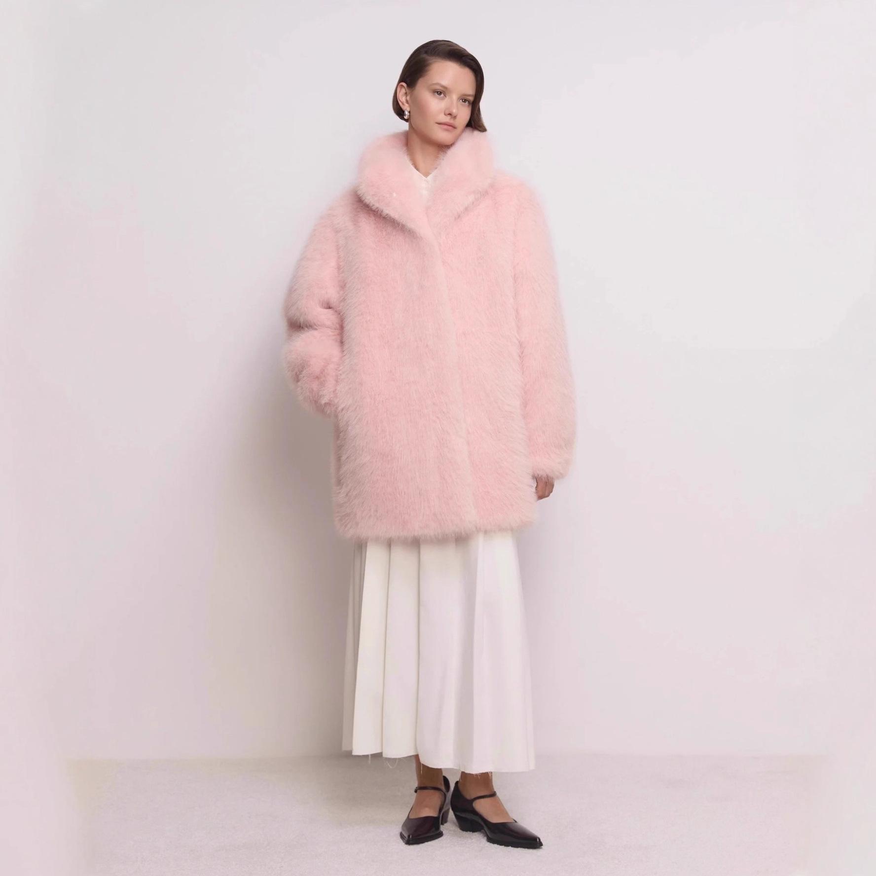 

New Long Fox Fur Simulation Fur Medium Long Fur Women s Coat XL