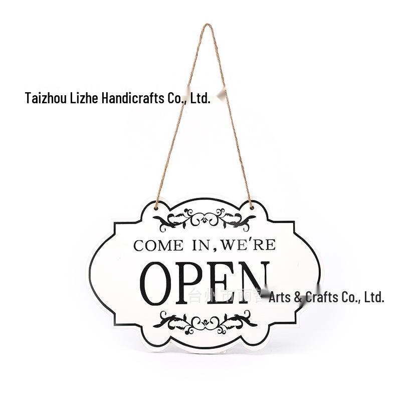 Double-Sided Wooden Hanging Door Sign for Home or Business Decor