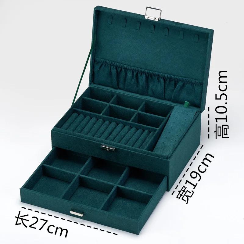 Multi Layer Flannel Jewelry Storage Box and Lock Drawer Earrings Gift Box Jewelry Display Box