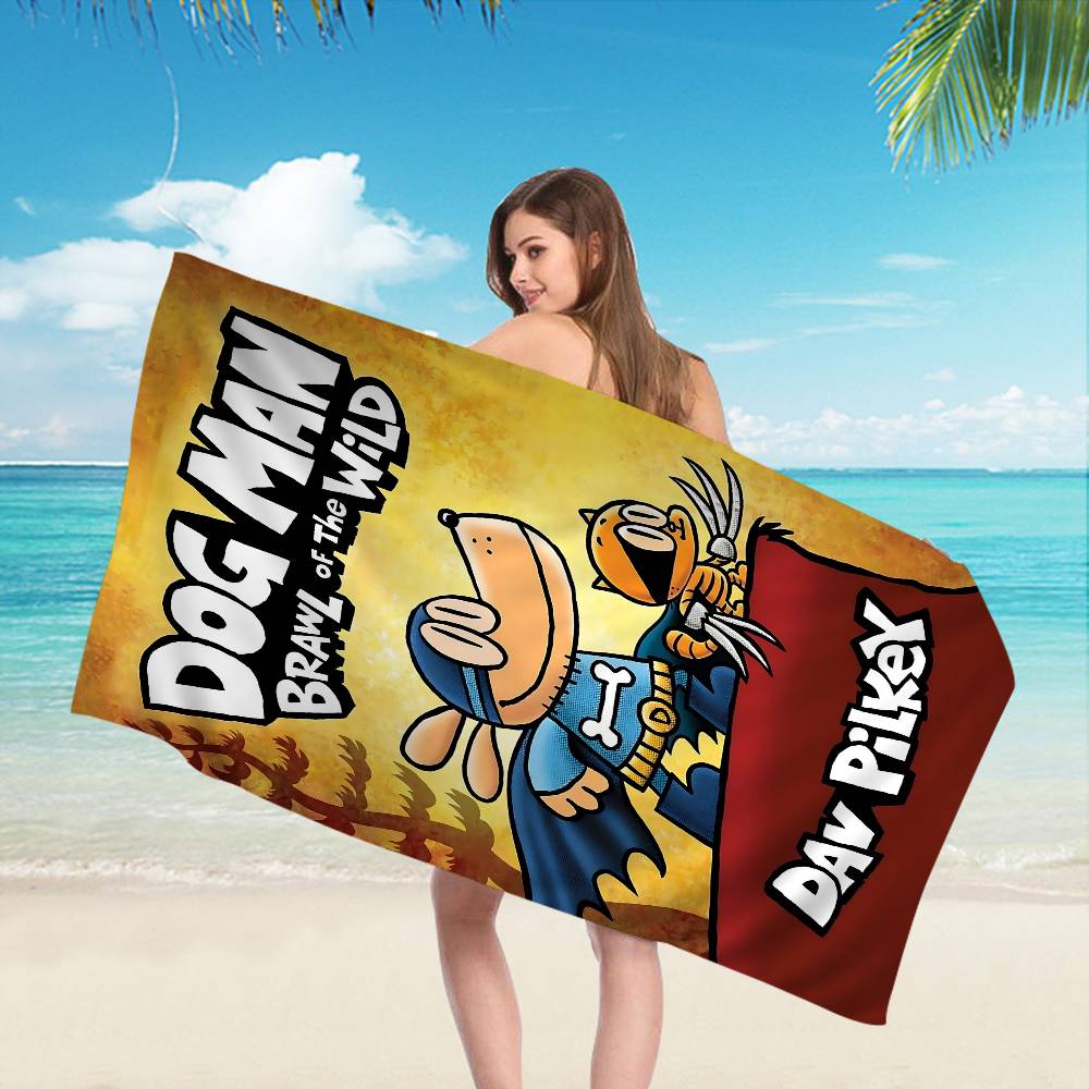 Cartoon Dog Man Microfiber Blanket Quick Drying Beach Towels Oversized Printing Super Absorbent Pool Towel Blanket