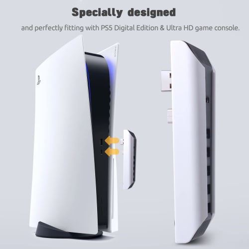 AQIDAP 5 Port USB Hub for PS5 USB Fast Expansion Hub Charger USB Extender Compatible with PlayStation 5 Game Console, 4 USB, 1 USB Charging Port, 1 Ty