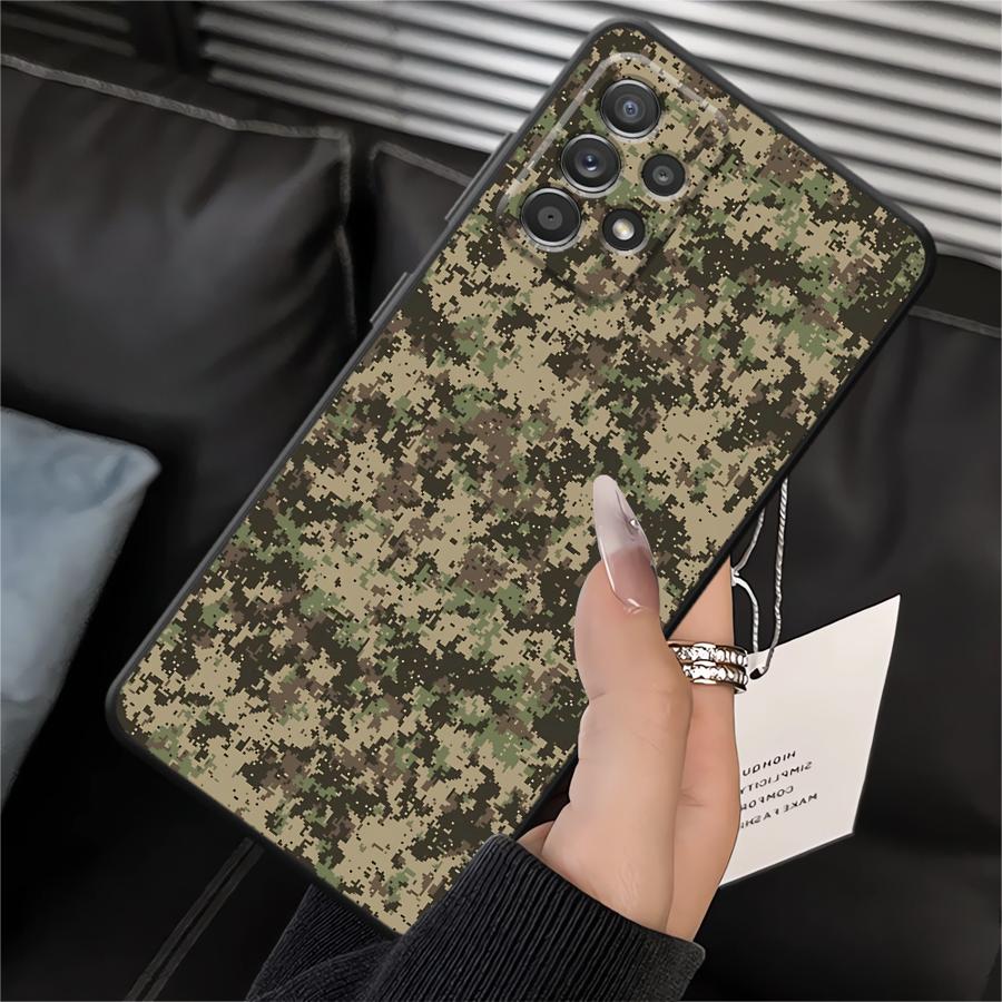 Case for Samsung Galaxy A03 A01 A02 A10 A20 A50 A70 A04 A05 A30 A40 A06 Note 20 Ultra 9 10 Soft Back Phone Cover Camouflage