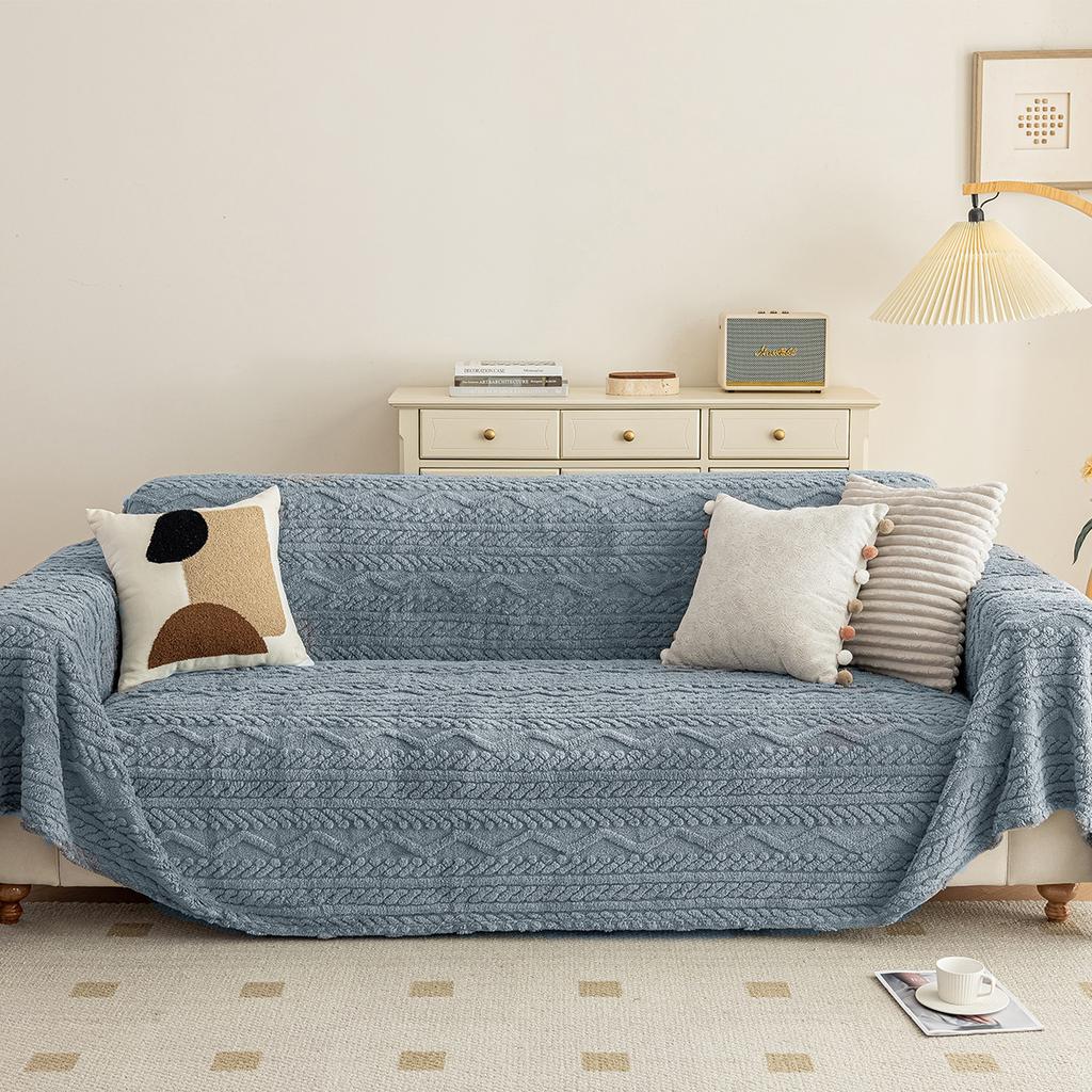 מגבת ספה חדשה דו-צדדית מכותנה קטיפתית נוחה, כיסוי ספה מלא יוקרתי קל, כיסוי ספה קטיפתי עמיד לשריטות חתולים לסתיו וחורף
