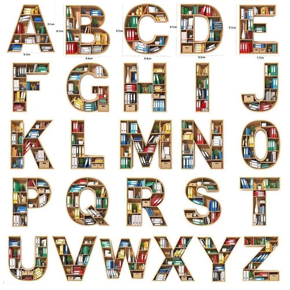 Personalized 26 Letter Bookshelf Pendant Acrylic Hanging Ornament Christmas Tree Decoration  Couple