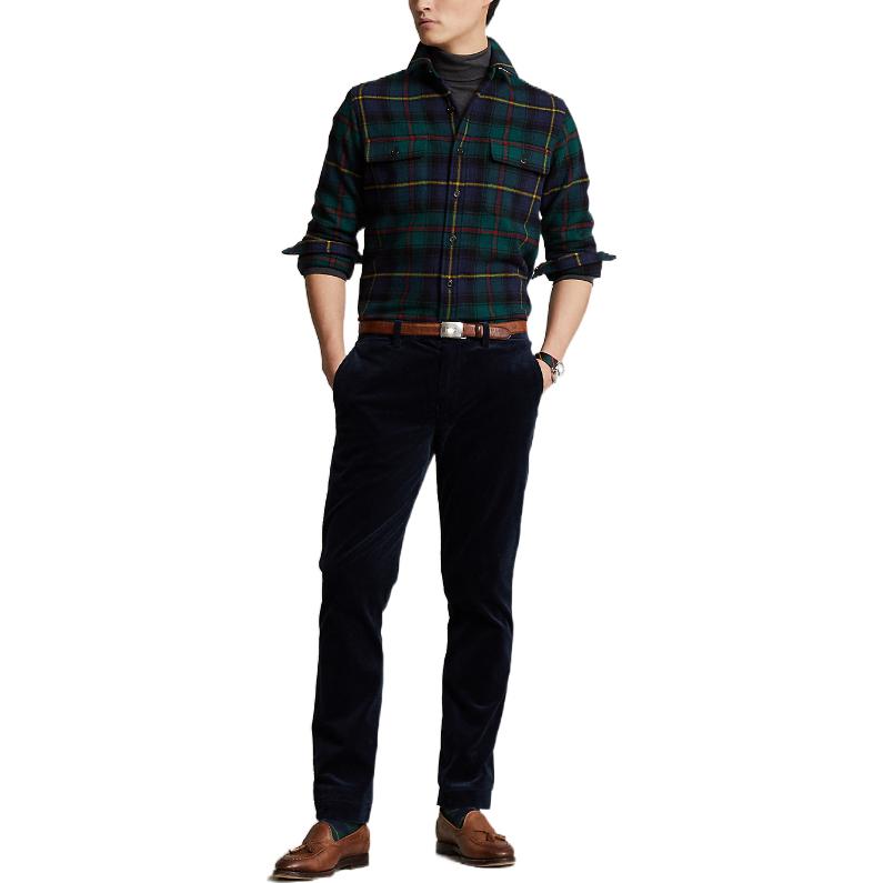 Polo Ralph Lauren Plaid Print Single-Breasted Long Sleeve Shirt Men Shirts Blue MNPOWOV16822606-999