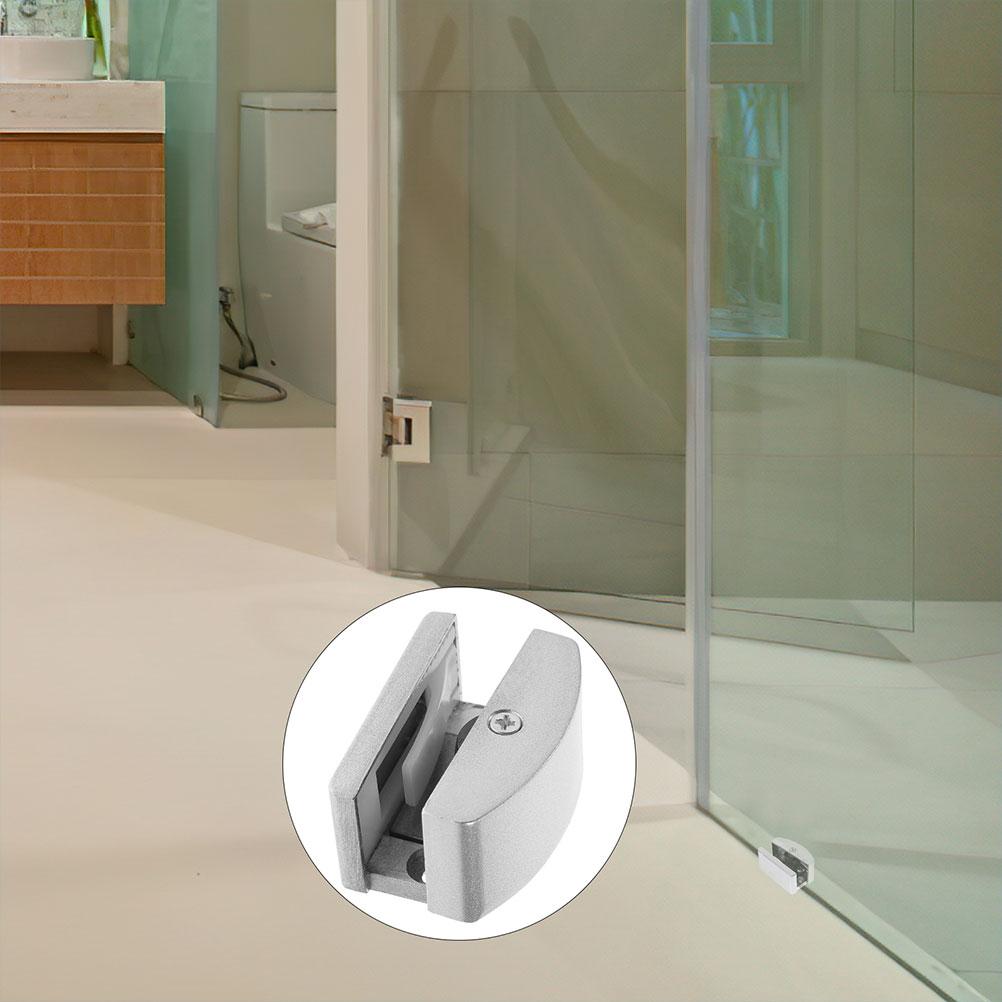 2 Pcs Aluminum Alloy Door Guides Anti Swing Sliding Door Parts Glass Door Accessories Bottom Mount Guide Track Shower Door
