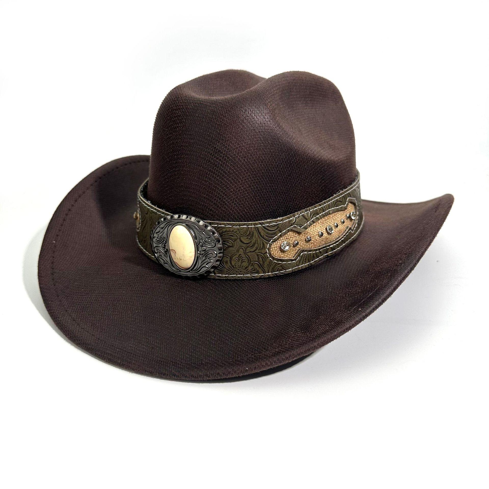 

Vintage Western Denim Hat High Quality Top Hat European And American Knight Hat Men S And Women S Fashion Versatile Sunshade Sunscreen Hat M（56-58cm） темно-коричневого кольору