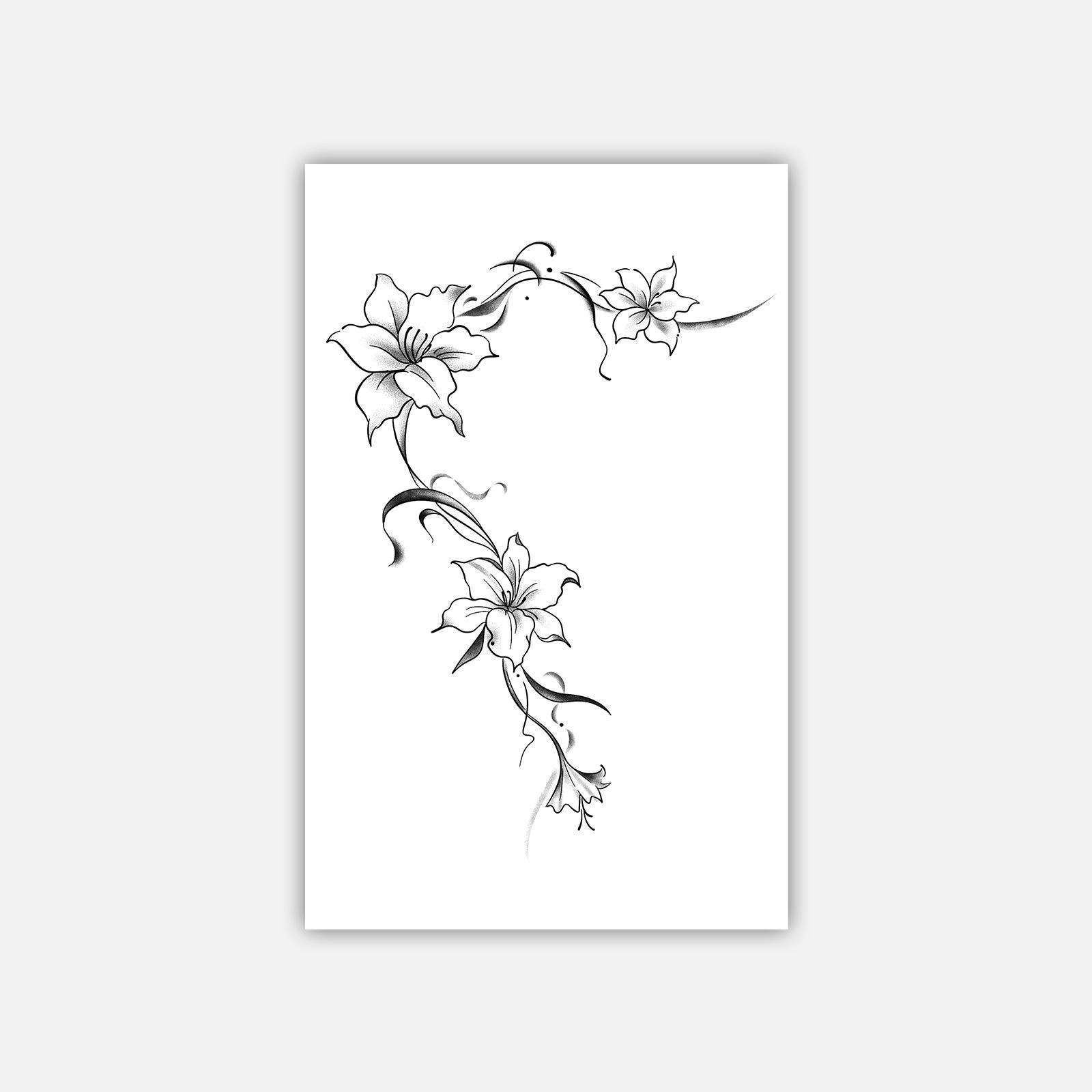 Premium Sense Personality Simple Spice Girl Plain Flower Lily Arm Tattoo Sticker 12*19