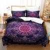Bohemian Mandala Duvet Cover Set King Size Blue Boho Microfiber Comforter Cover +Pillowcases Zipper Closure Bedding Set Double