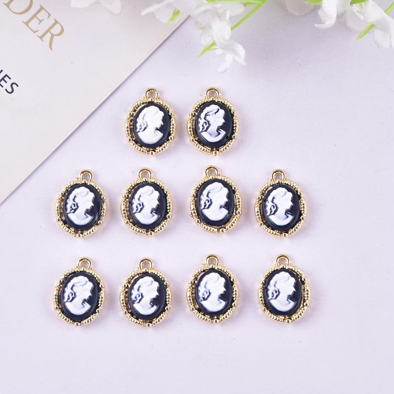 

10pcs Fashion Beauty Head Alloy Charms Jewelry DIY Earrings, Necklace Accessories 10pcs чорний