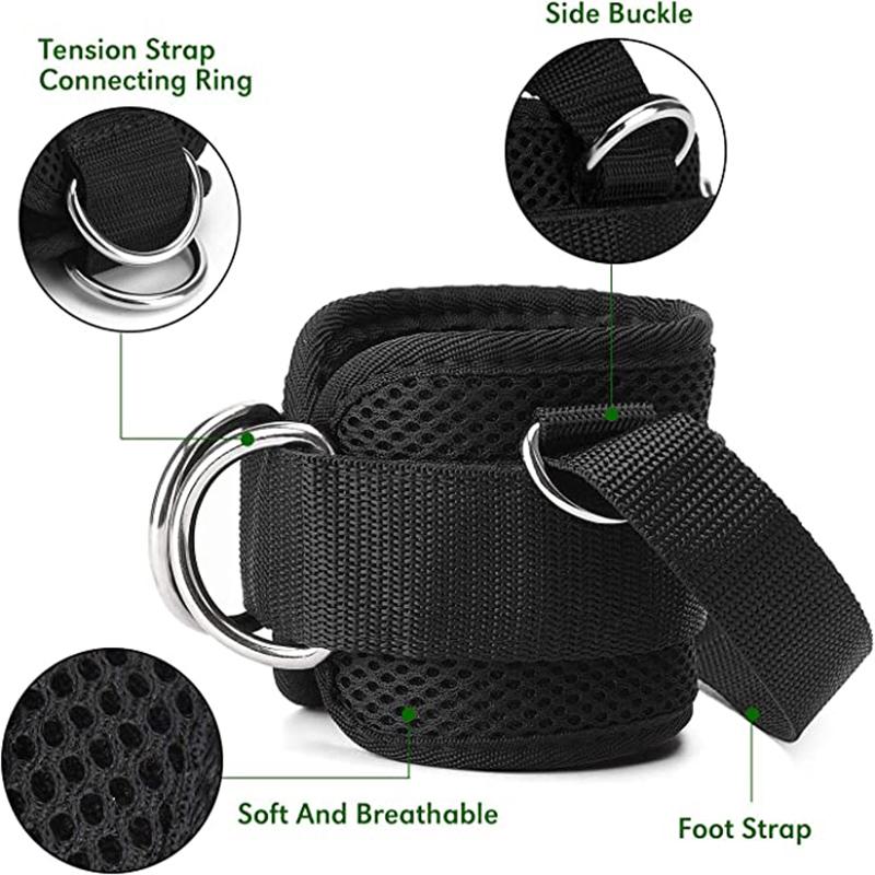 2Piece Fitness Adjustable Ankle Straps 4 D-Rings for Cable Machines Comfort Fit Neoprene Ankle Sleeves Booty Building Workout Trainer