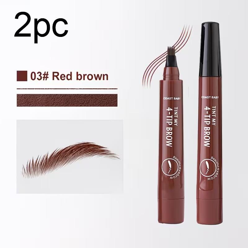 

2PCS Waterproof Sweat-resistant Long-lasting & Smudge-proof Four-Tip Liquid Eyebrow Pen Long-wearing & Non-smudging 2PCS темно-рудий