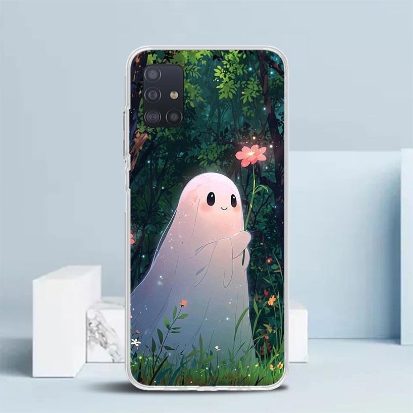

Cute Halloween Ghost Soft Cover for Samsung Galaxy A12 A22 A32 A52 A72 A02S Phone Case Note 20 Ultra 10 S10 Plus A51 A71 A50S A2 Samsung S10 Plus